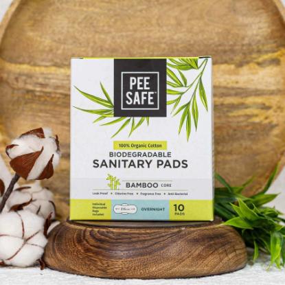 Picture of Pee Safe 100% Organic Cotton, Biodegradable Sanitary Pads - Overnight (Pack of 10)