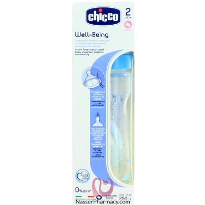 Picture of Chicco Wellbeing Feeding Bottle 250ml Sil-New (Blue)