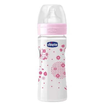 Picture of Chicco Wellbeing Single Pack Pp Bottle 250ml Fast Flow (Pink)