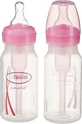 Picture of Dr. Brown's 4 oz / 120ml PP Narrow-Neck "Options" Baby Bottle - Pink, 2-Pack (SB42305-ESX)