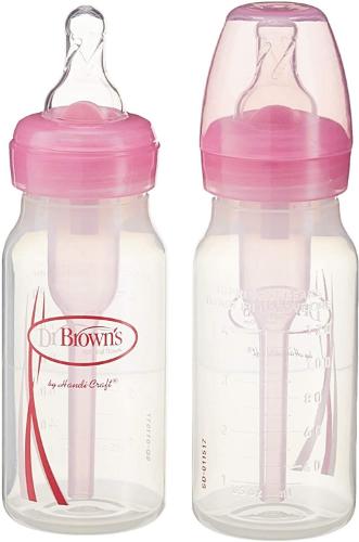 Picture of Dr. Brown's 4 oz / 120ml PP Narrow-Neck "Options" Baby Bottle - Pink, 2-Pack (SB42305-ESX)