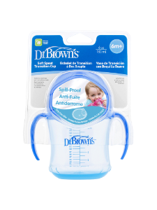 Picture of Dr. Brown's 6 oz/180ml Soft-Spout Transition Cup w/ Handles - Blue Deco 6m+ (TC61004-INTL) 