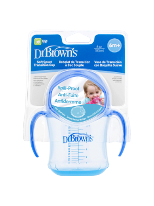 Picture of Dr. Brown's 6 oz/180ml Soft-Spout Transition Cup w/ Handles - Blue Deco 6m+ (TC61004-INTL) 