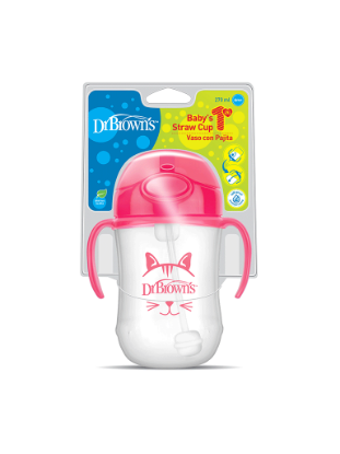 Picture of Dr. Brown's 9 oz / 270ml Baby's First Straw Cup, Pink (6m+) (TC91101-INTL)