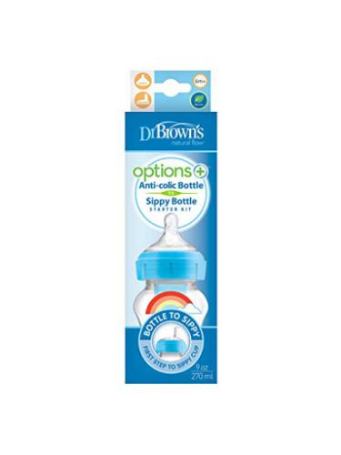Picture of Dr. Brown's 9 oz/270ml Options+ Wide-Neck Bottle to Sippy, Blue, Single (WB91605-P3)