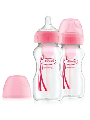 Picture of Dr. Brown's 9 oz/270ml Options+ Wide-Neck Bottle, PP, PINK, 2-Pack ( WB92601-ESX)