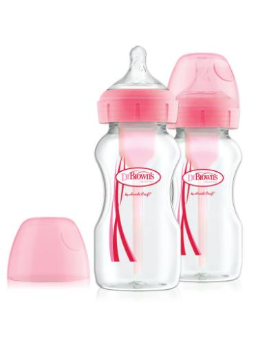 Picture of Dr. Brown's 9 oz/270ml Options+ Wide-Neck Bottle, PP, PINK, 2-Pack ( WB92601-ESX)