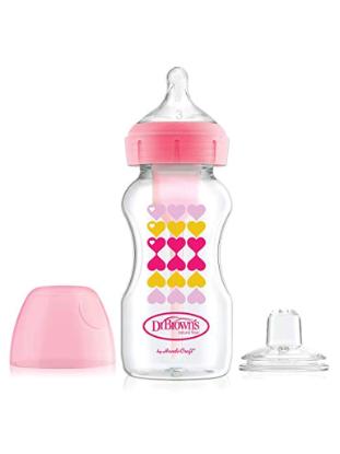 Picture of Dr. Brown's 9oz/270ml Options+ Wide-Neck Bottle to Sippy, Pink, Single (WB91604-P3)