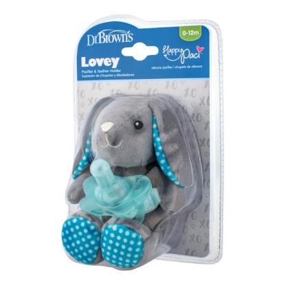 Picture of Dr. Brown's Bunny Lovey With Blue One-Piece Pacifier (AC159-P6)