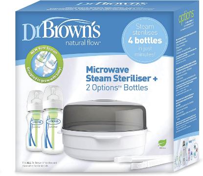 Picture of Dr. Brown's Microwave Sterilizer + 2x 270ml Wide-Neck "Options" Bottles (AC058-INTLX)