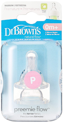 Picture of Dr. Brown's Preemie Flow Narrow Silicone Nipple, 2-pack (292-INTL)