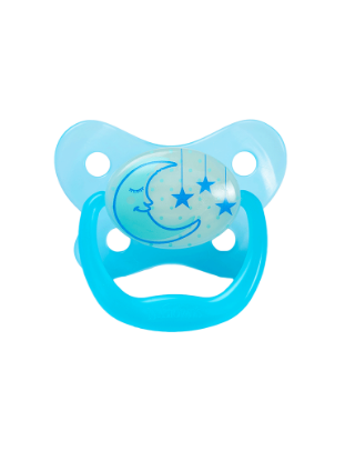 Picture of Dr. Brown's Prevent Glow in the Dark Butterfly Shield Pacifier - Stage 2 (6-12M) - Blue (Moon & Stars) (PV21008-ES)