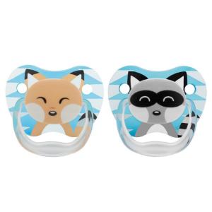Picture of Dr. Brown's Prevent Printed Shield Pacifier - Stage 1 (0-6M) - Boy Animal Faces (Raccoon & Fox), 2-Pack (PV12015-ES)