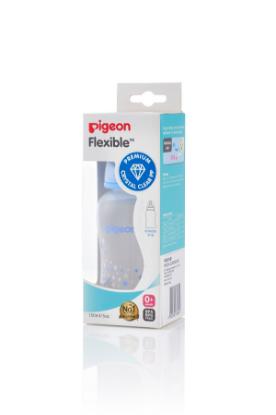 Picture of Pigeon Flexible Peristaltic Nipple Clear PP Streamline 150ml Blue Star (EN)