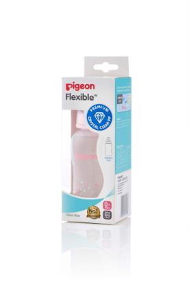 Picture of Pigeon Flexible Peristaltic Nipple Clear PP Streamline 150ml Pink Star (EN)