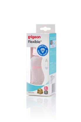 Picture of Pigeon Flexible Peristaltic Nipple Clear PP Streamline 150ml Pink Star (EN)