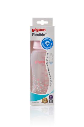 Picture of Pigeon Flexible Peristaltic Nipple Clear PP Streamline 250ml Pink Star (EN)