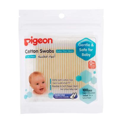 Picture of Pigeon Cotton Swabs Thin Stem 100 Pcs -Plastic Pack