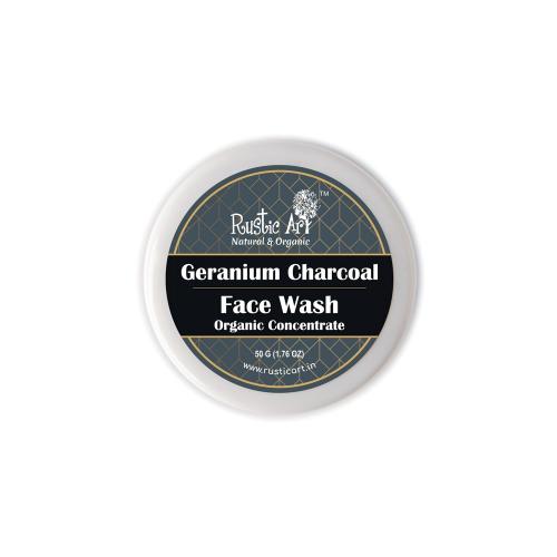 Picture of Rustic Art Organic Geranium Charcoal Face Wash Concentrate 50gm