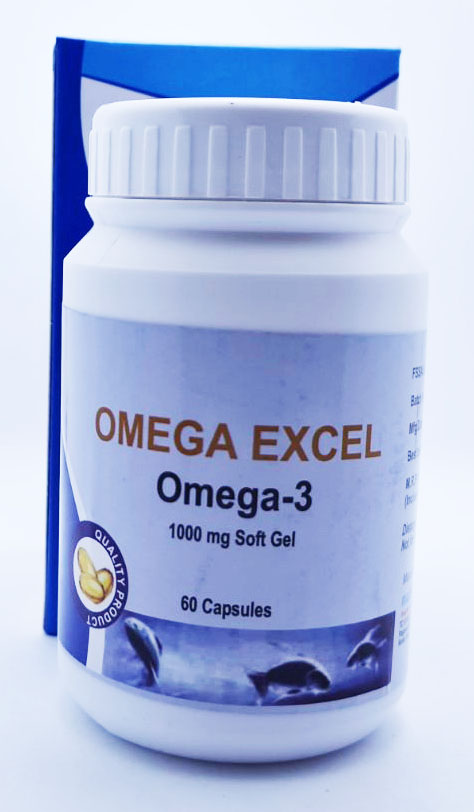 Omega Excel Omega-3 1000mg Soft Gel Capsule 60'Bottle | ePharmacy.com.np :  Online Pharmacy Nepal | Buy Medicines Online, Fast Delivery