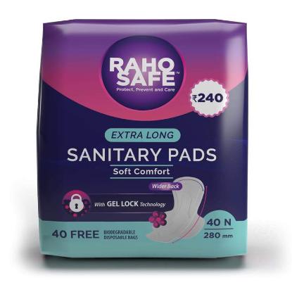 Picture of Raho Safe Sanitary Pad Extra Long with Biodegradable Disposable Bags (40 Pads Count)