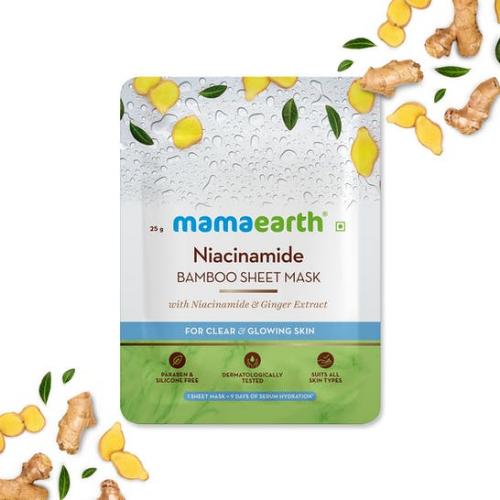 Picture of Mamaearth Niacinamide Bamboo Sheet Mask with Niacinamide & Ginger Extract - 25gm