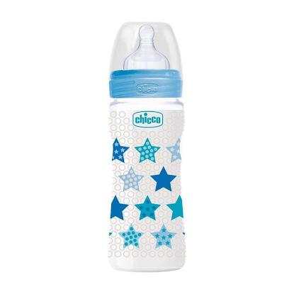Picture of Chicco Wellbeing Feed Bottle 330Ml 4M+ Blue Star In