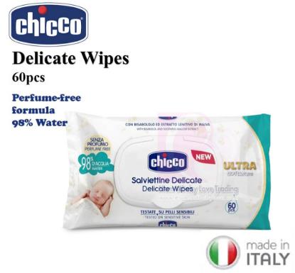 Picture of Chicco Delicate Wipes 60Pcs Plaquette
