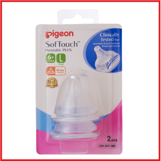 Pigeon Softouch Peristaltic Plus Nipple Blister Pack 2Pc (L
