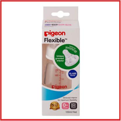 Picture of Pigeon Flexible Peristaltic Nipple Nursing Bottle Glass 120ml (S)