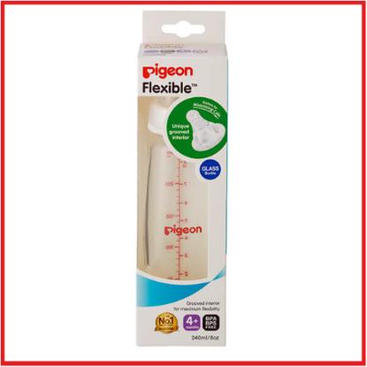 Picture of Pigeon Flexible Peristaltic Nipple Nursing Bottle Glass 240ml (M)