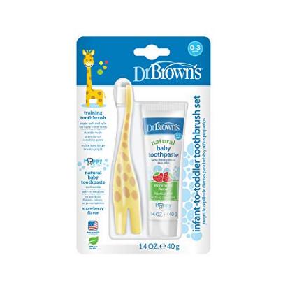 Picture of Dr. Brown's Infant Toothbrush, Toothpaste Combo Pack, Giraffe (HG061-P4)