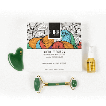 Picture of Furr Jade Roller and Gua Sha Facial Massage Kit with 24K Gold Serum by Pee Safe