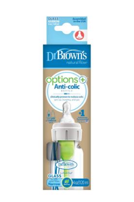 Picture of Dr. Brown's 4 oz/120ml Options+ Glass Narrow Anti-Colic Baby Bottle , 1-Pack (SB41001-P4)