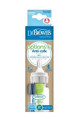 Picture of Dr. Brown's 4 oz/120ml Options+ Glass Narrow Anti-Colic Baby Bottle , 1-Pack (SB41001-P4)