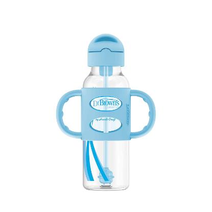 Picture of Dr. Brown's 8 oz/250ml Narrow Sippy Straw Bottles w/ Silicone Handles, Blue, 1-Pack (SB81102)