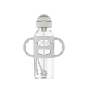 Picture of Dr. Brown's 8 oz/250ml Narrow Sippy Straw Bottles w/ Silicone Handles, Gray, 1-Pack (SB81104)