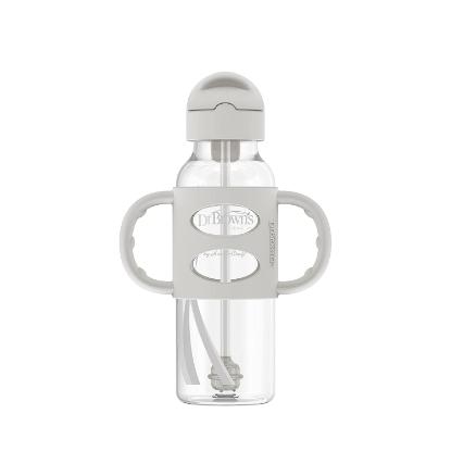 Picture of Dr. Brown's 8 oz/250ml Narrow Sippy Straw Bottles w/ Silicone Handles, Gray, 1-Pack (SB81104)