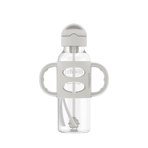 Picture of Dr. Brown's 8 oz/250ml Narrow Sippy Straw Bottles w/ Silicone Handles, Gray, 1-Pack (SB81104)