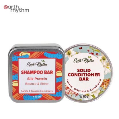 Picture of Earth Rhythm Silk Protein Shampoo Bar 80gm & Tamanu Conditioner Bar 80gm Value Pack for Bounce & Shine