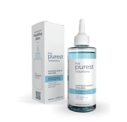 Picture of The Purest Solutions 5% Glycolic Acid Purifying Toner AHA + BHA Exfoliating and Clarifying Toner 200ml