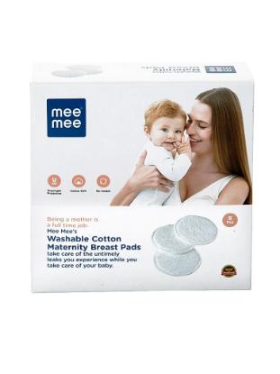 Picture of Mee Mee Washable Cotton Maternity Breast Pads (White, 6 Pieces)