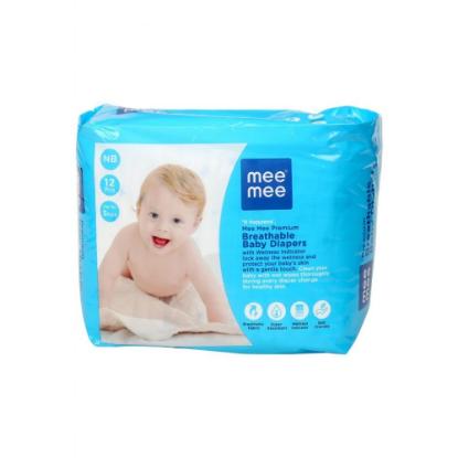 Picture of Mee Mee Premium Breathable Baby Diapers (Newborn - 12 Count)