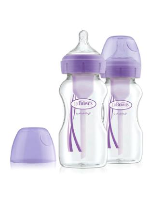 Picture of Dr. Brown's 9 oz/270ml Options+ Wide-Neck Bottle, PP, PURPLE, 2-Pack (WB92603-ESX)