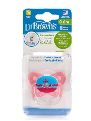 Picture of Dr. Brown's Prevent Butterfly Pacifier Stage 1 Pink 2-Pack (PV12301-P4)