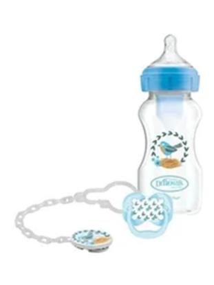 Picture of Dr. Brown's Wide-Neck Options+ Bottle + Soother Gift Set - BLUE, PP (WB91612-INTLX)