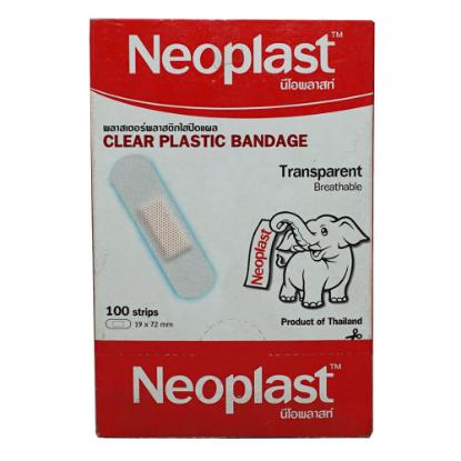Picture of Neoplast - Clear Plastic Bandage, Transparent Breathable (100 Strips/Pack)