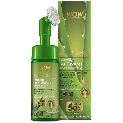 Picture of WOW Skin Science Aloe Vera Foaming Face Wash with Built-In Face Brush 150ml