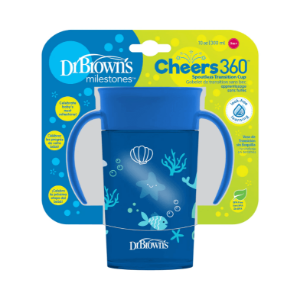 Picture of Dr. Brown's Smooth Wall Cheers360 W/Handles, 10 Oz/300ml, Blue Ocean (TC11002)