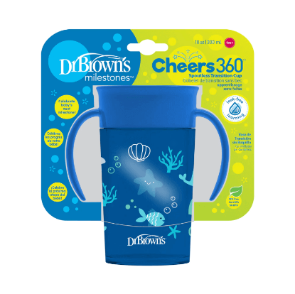 Picture of Dr. Brown's Smooth Wall Cheers360 W/Handles, 10 Oz/300ml, Blue Ocean (TC11002)